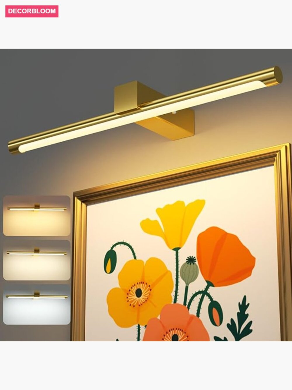 15.7" Rechargeable Picture Light, 3 Color Temps, Dimmable, Remote & Touch